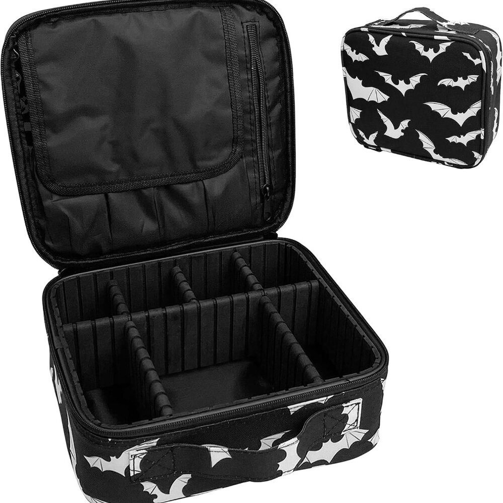 Goth Makeup Organizer Bag, Halloween Makeup Bags Large Cosmetic Bag with Adjusta